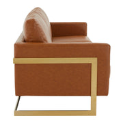 Lincoln 3-Seater Velvet/Leather Full Size Sofa in Stainless Steel - Elax Furniture