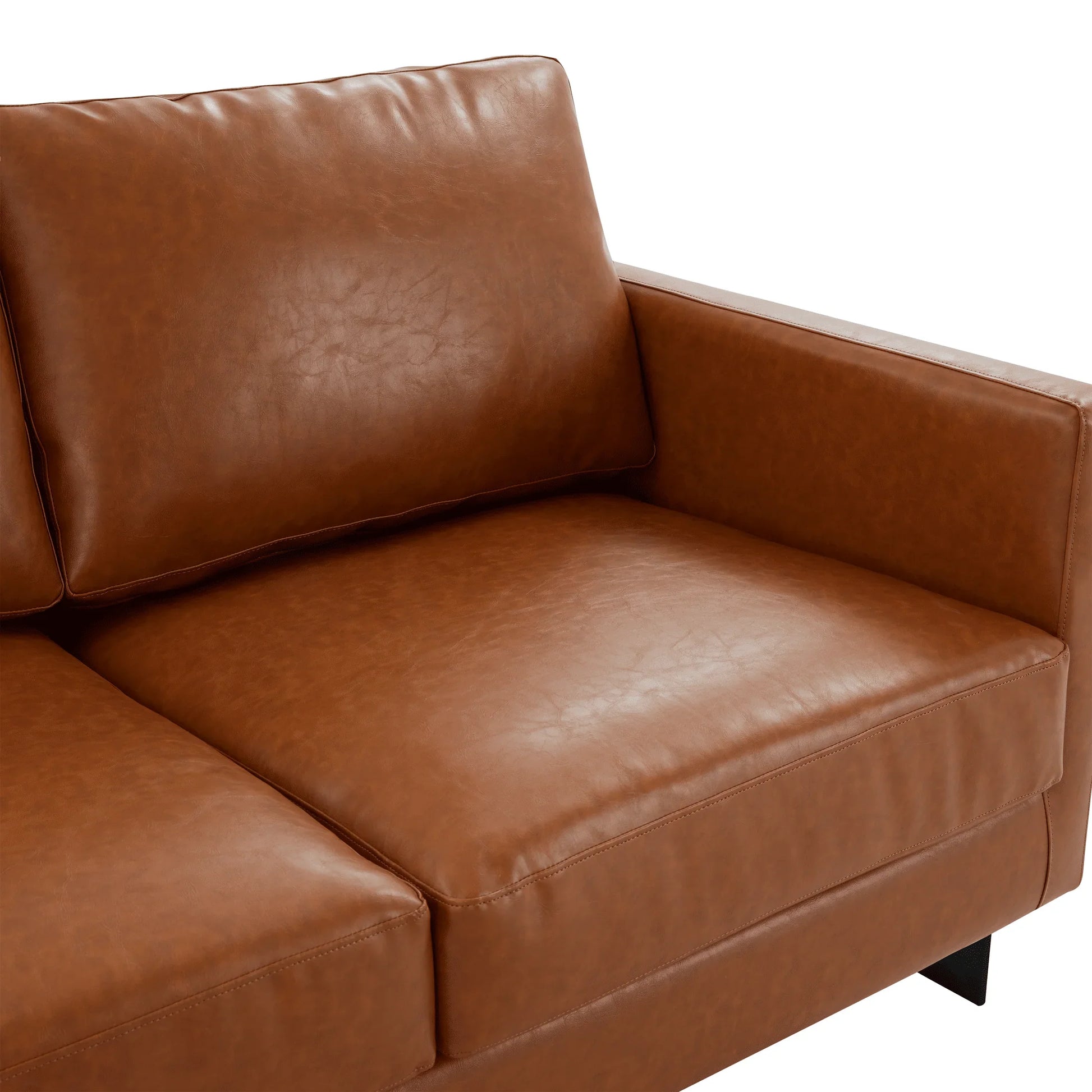 Lincoln 3-Seater Sofa Upholstered in Leather with Black Stainless Steel Frame - Elax Furniture