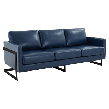 Lincoln 3-Seater Sofa Upholstered in Leather with Black Stainless Steel Frame - Elax Furniture