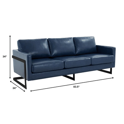 Lincoln 3-Seater Sofa Upholstered in Leather with Black Stainless Steel Frame - Elax Furniture