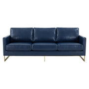 Lincoln 3-Seater Velvet/Leather Full Size Sofa in Stainless Steel - Elax Furniture