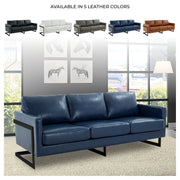 Lincoln 3-Seater Sofa Upholstered in Leather with Black Stainless Steel Frame - Elax Furniture