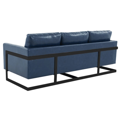 Lincoln 3-Seater Sofa Upholstered in Leather with Black Stainless Steel Frame - Elax Furniture