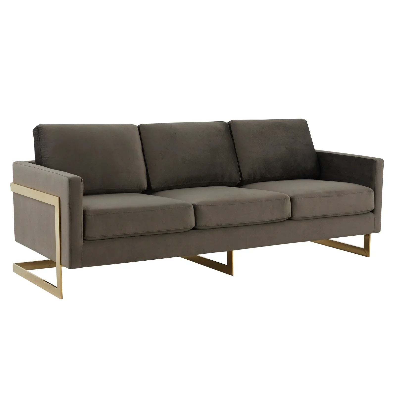 Lincoln 3-Seater Velvet/Leather Full Size Sofa in Stainless Steel - Elax Furniture