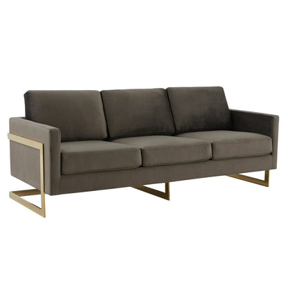 Lincoln 3-Seater Velvet/Leather Full Size Sofa in Stainless Steel - Elax Furniture