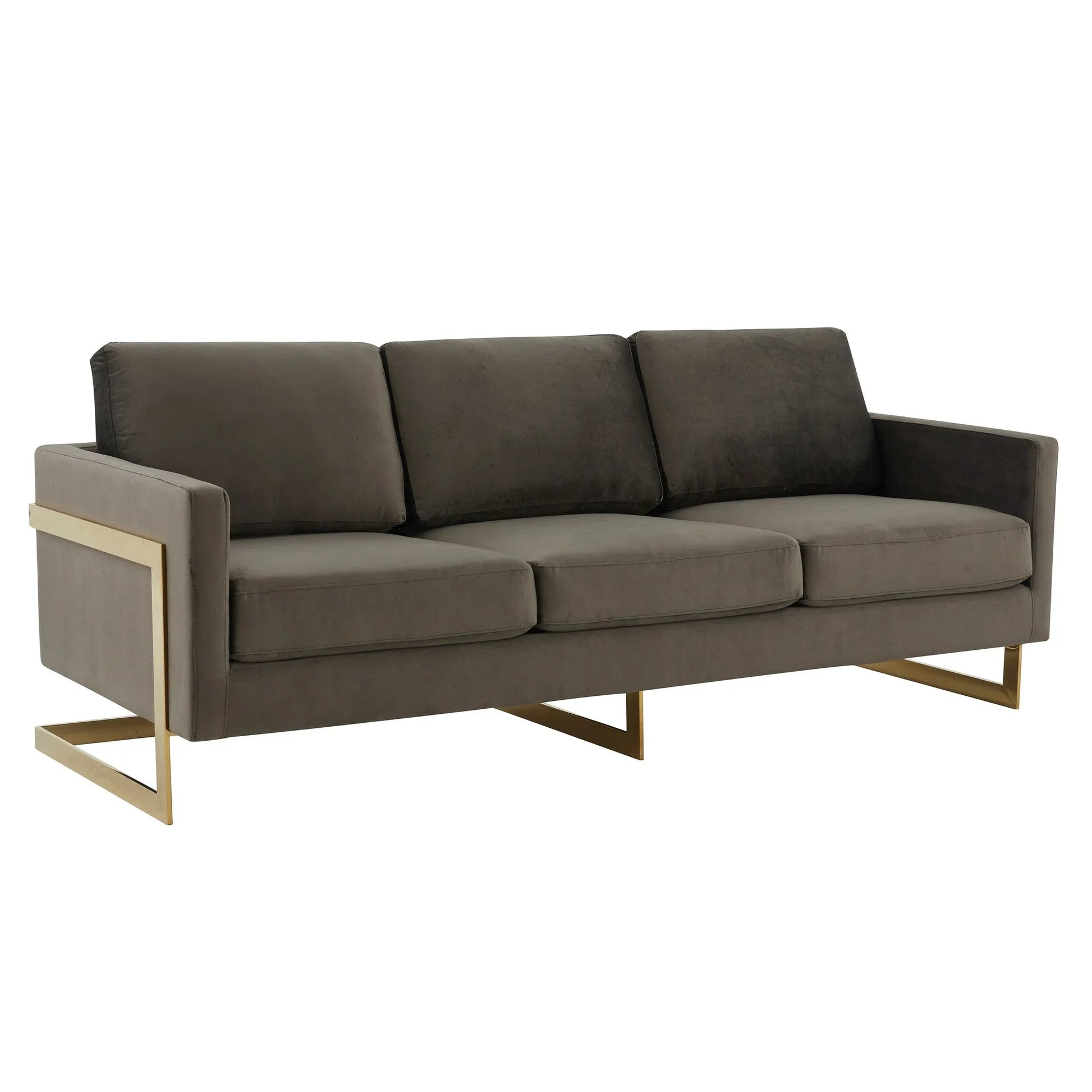Lincoln 3-Seater Velvet/Leather Full Size Sofa in Stainless Steel - Elax Furniture
