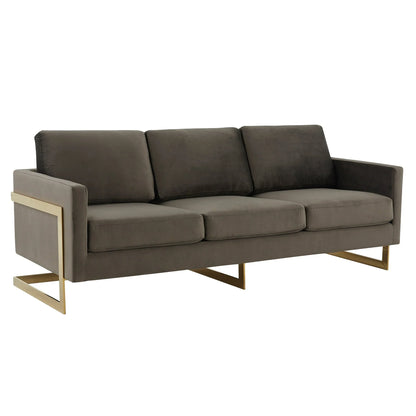 Lincoln 3-Seater Velvet/Leather Full Size Sofa in Stainless Steel - Elax Furniture