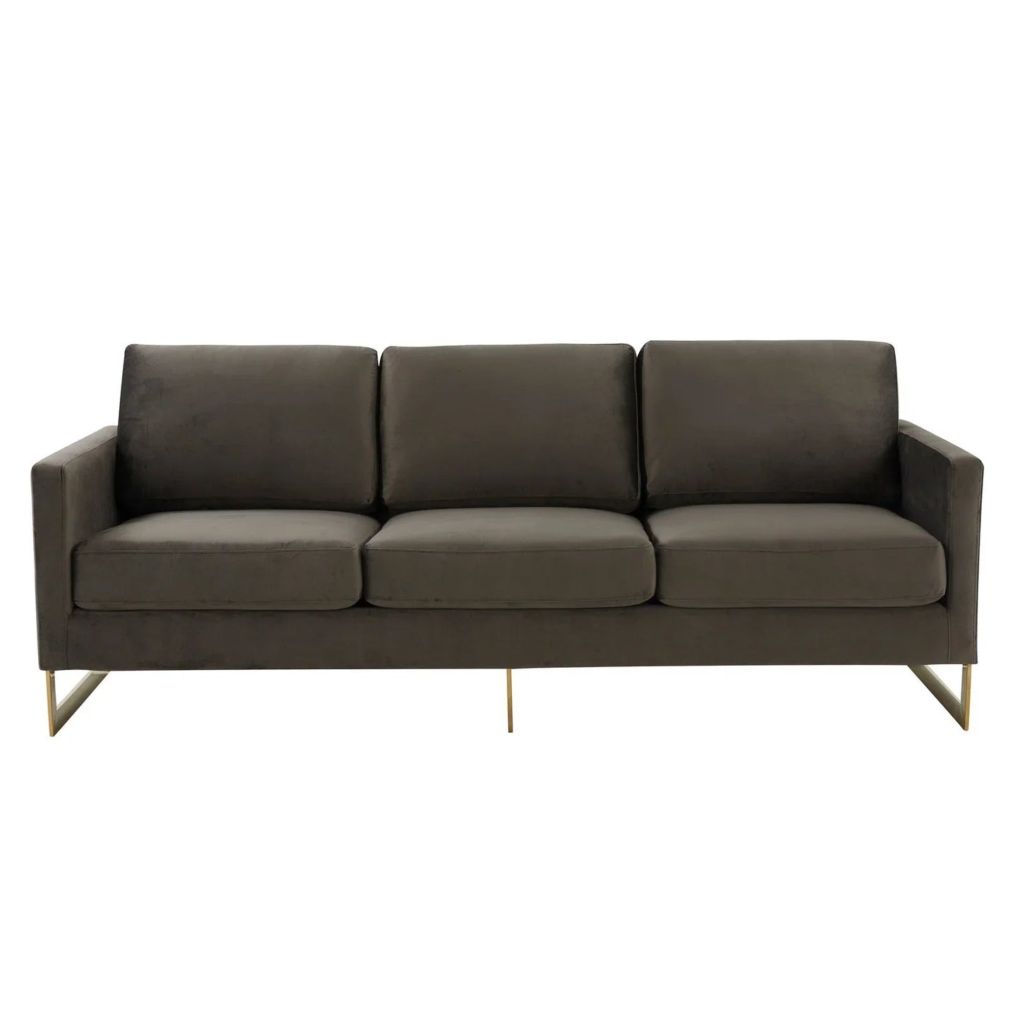 Lincoln 3-Seater Velvet/Leather Full Size Sofa in Stainless Steel - Elax Furniture