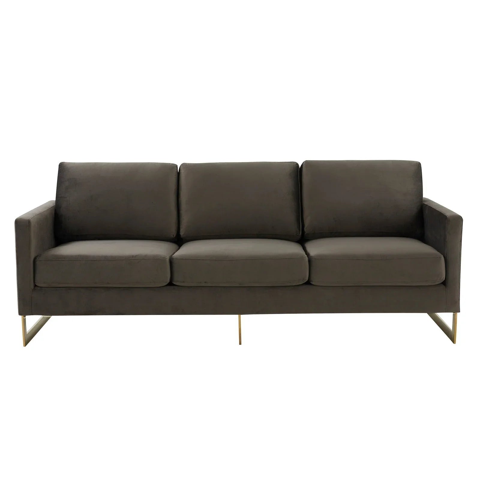 Lincoln 3-Seater Velvet/Leather Full Size Sofa in Stainless Steel - Elax Furniture