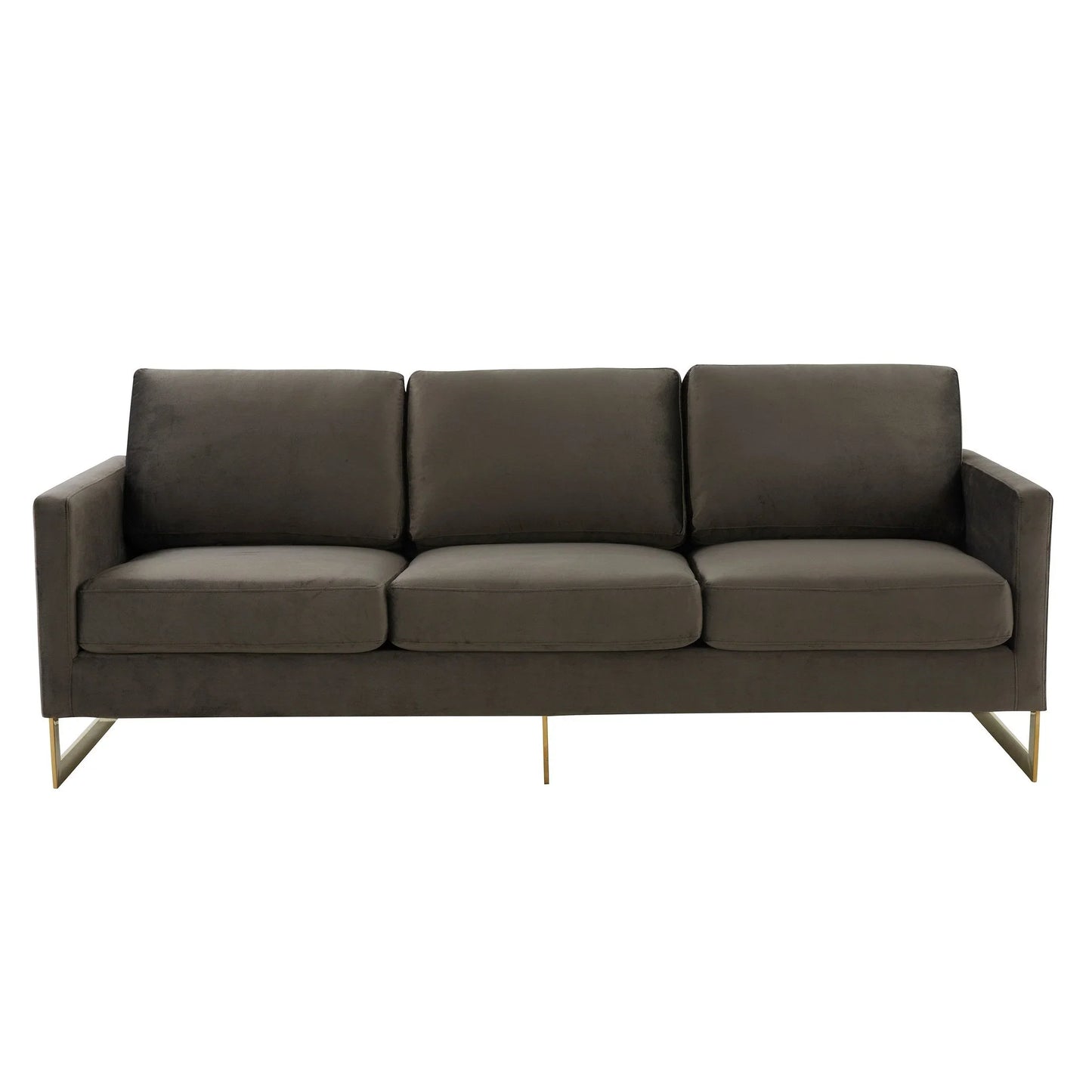 Lincoln 3-Seater Velvet/Leather Full Size Sofa in Stainless Steel - Elax Furniture