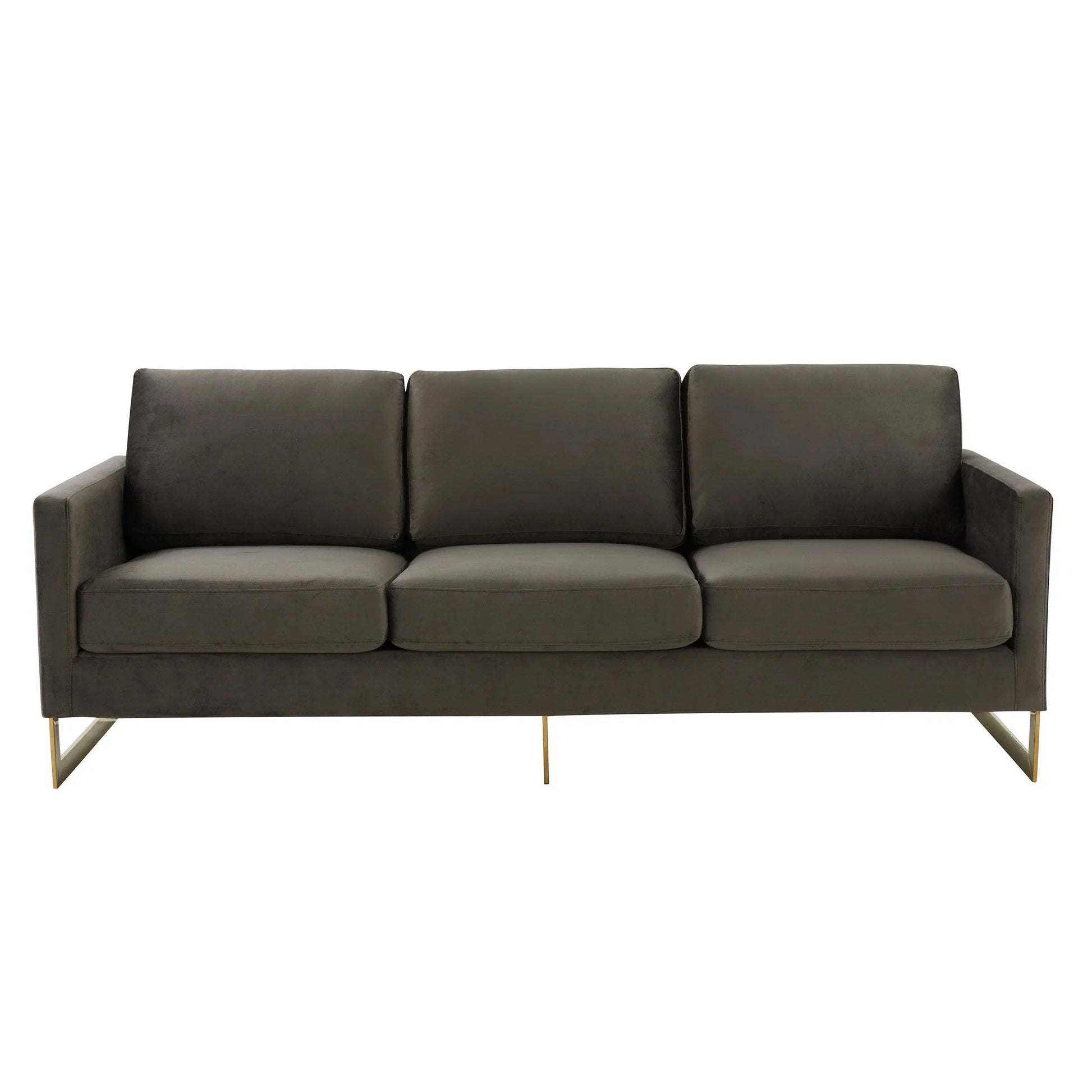 Lincoln 3-Seater Velvet/Leather Full Size Sofa in Stainless Steel - Elax Furniture