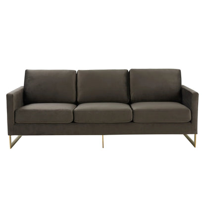 Lincoln 3-Seater Velvet/Leather Full Size Sofa in Stainless Steel - Elax Furniture