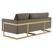 Lincoln 3-Seater Velvet/Leather Full Size Sofa in Stainless Steel - Elax Furniture