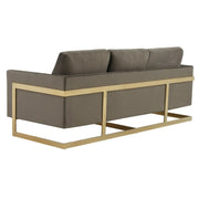Lincoln 3-Seater Velvet/Leather Full Size Sofa in Stainless Steel - Elax Furniture