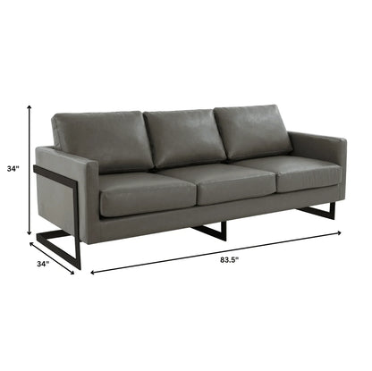 Lincoln 3-Seater Sofa Upholstered in Leather with Black Stainless Steel Frame - Elax Furniture
