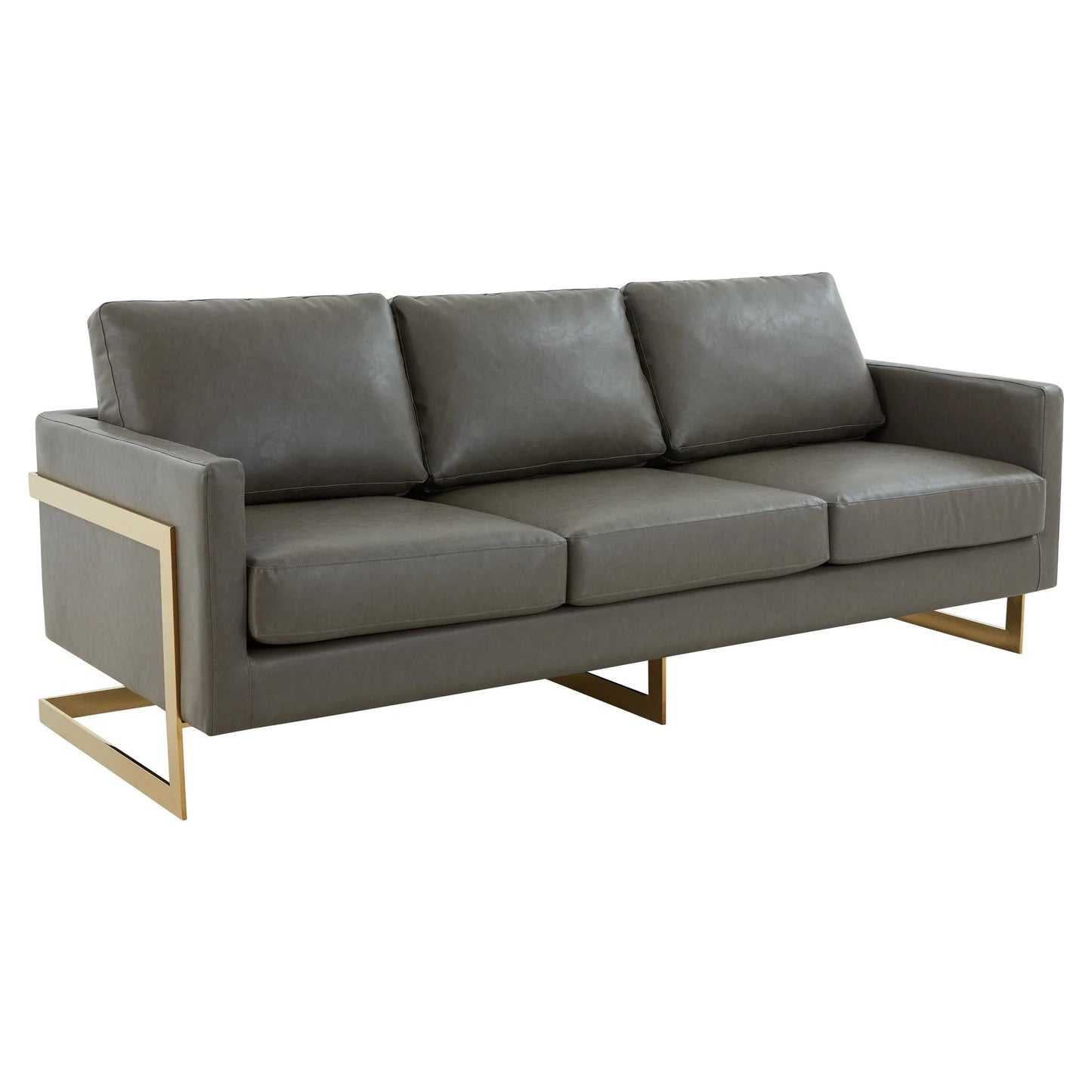Lincoln 3-Seater Velvet/Leather Full Size Sofa in Stainless Steel - Elax Furniture