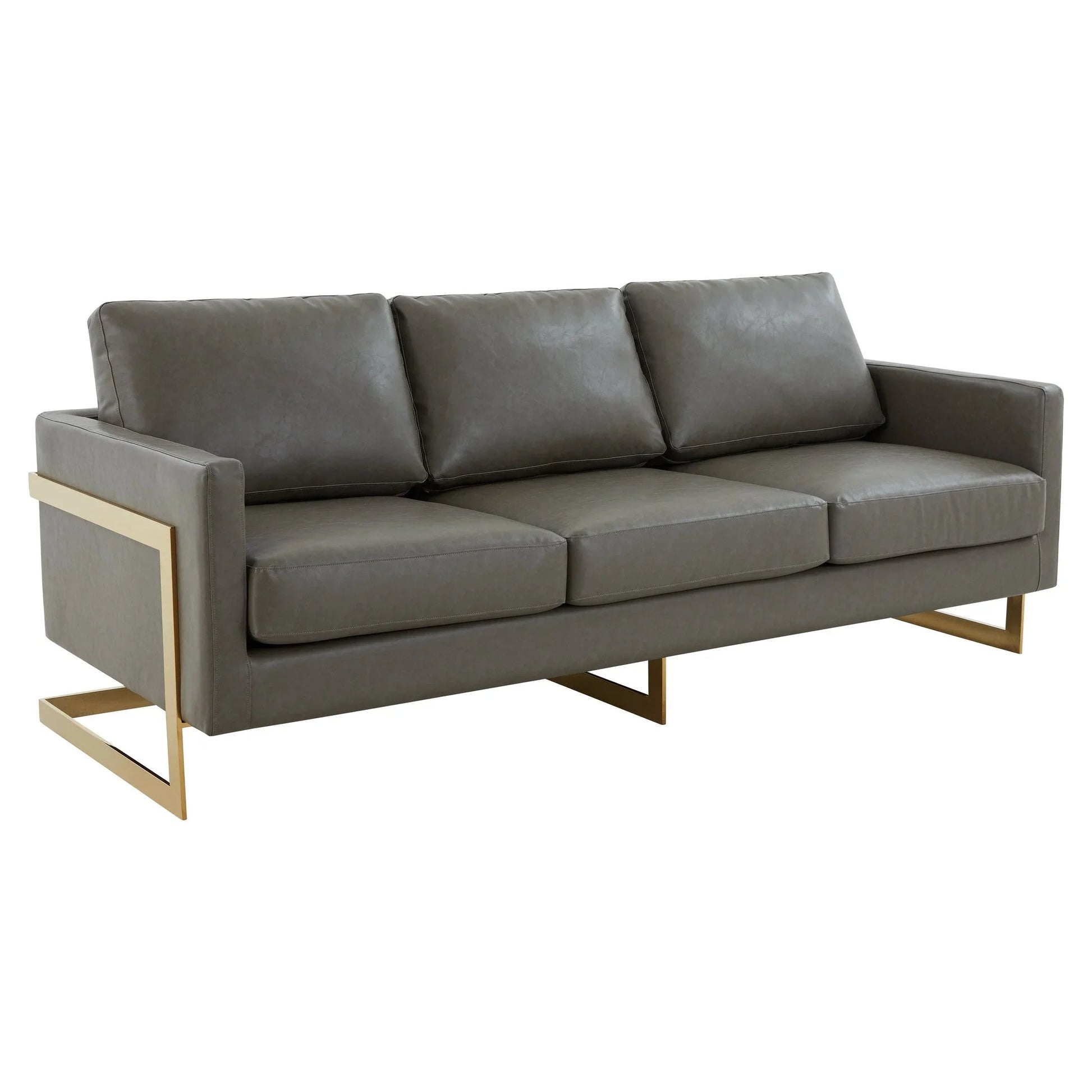 Lincoln 3-Seater Velvet/Leather Full Size Sofa in Stainless Steel - Elax Furniture