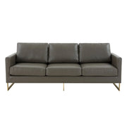Lincoln 3-Seater Velvet/Leather Full Size Sofa in Stainless Steel - Elax Furniture