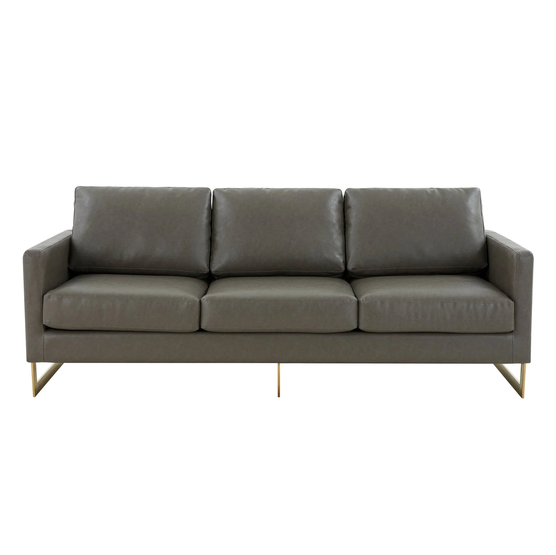 Lincoln 3-Seater Velvet/Leather Full Size Sofa in Stainless Steel - Elax Furniture