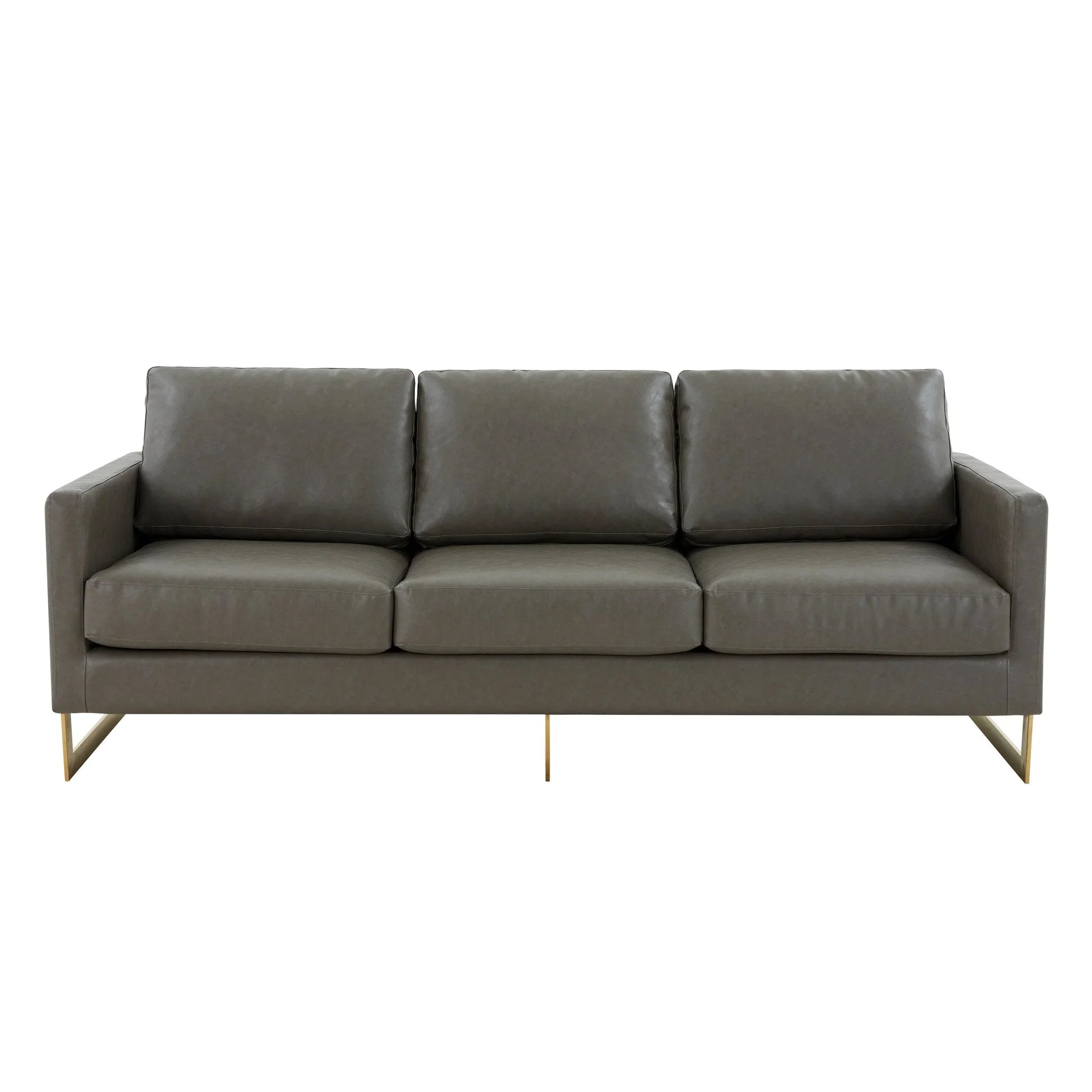 Lincoln 3-Seater Velvet/Leather Full Size Sofa in Stainless Steel - Elax Furniture