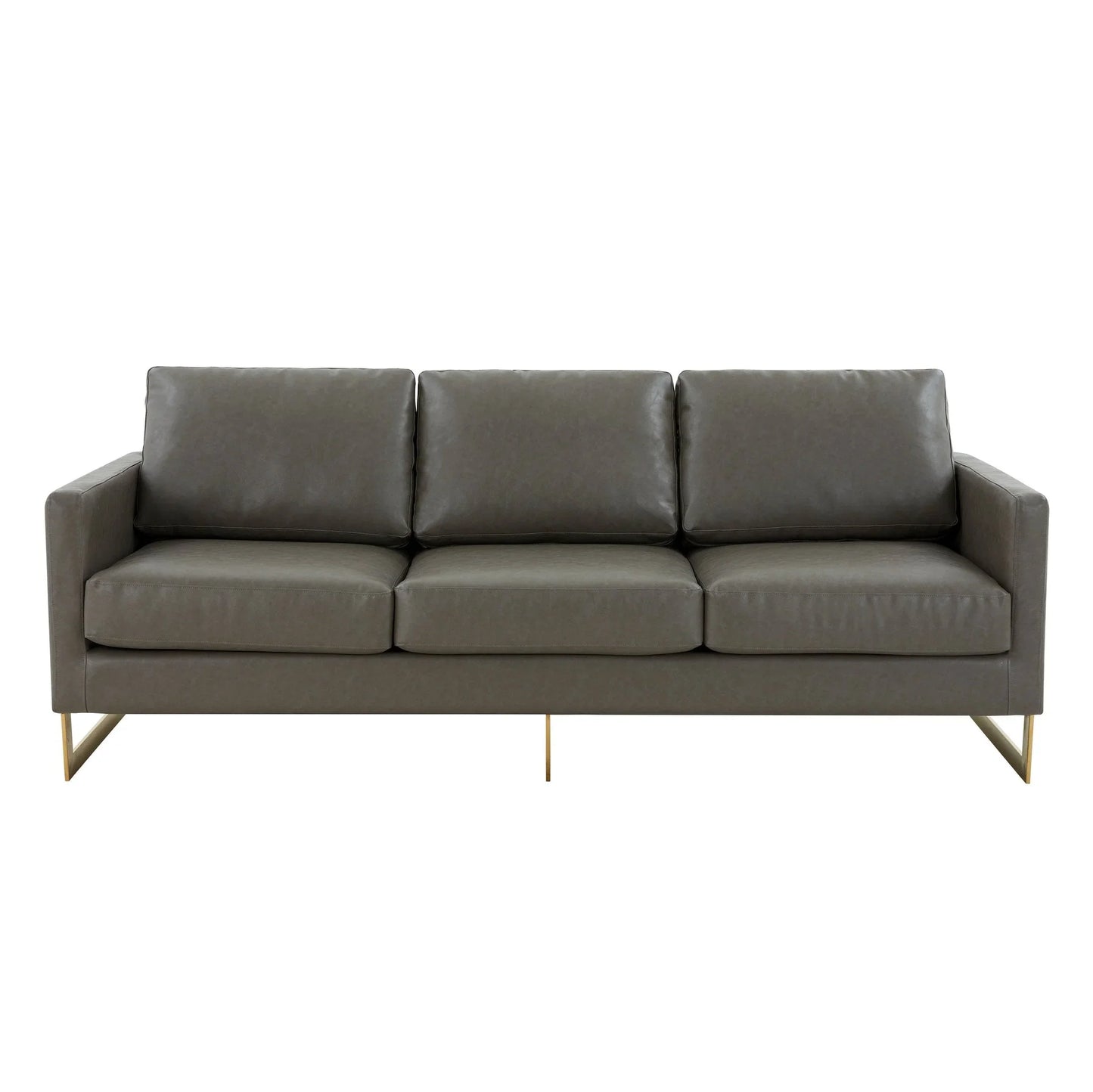 Lincoln 3-Seater Velvet/Leather Full Size Sofa in Stainless Steel - Elax Furniture