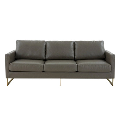 Lincoln 3-Seater Velvet/Leather Full Size Sofa in Stainless Steel - Elax Furniture