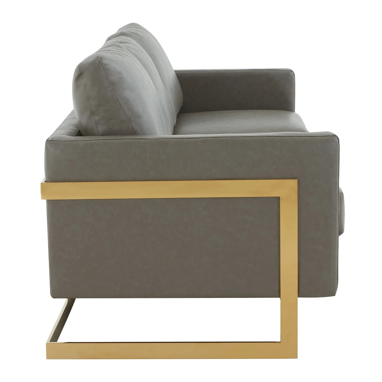 Lincoln 3-Seater Velvet/Leather Full Size Sofa in Stainless Steel - Elax Furniture