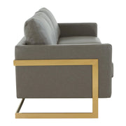Lincoln 3-Seater Velvet/Leather Full Size Sofa in Stainless Steel - Elax Furniture