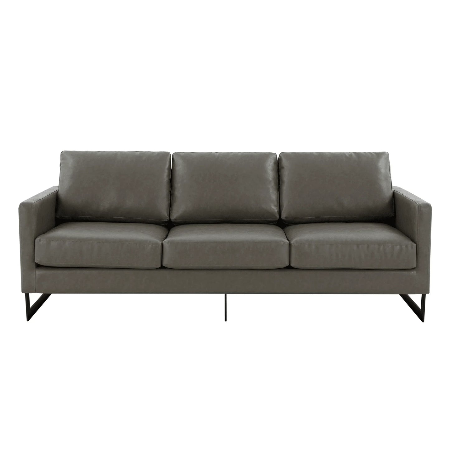Lincoln 3-Seater Sofa Upholstered in Leather with Black Stainless Steel Frame - Elax Furniture