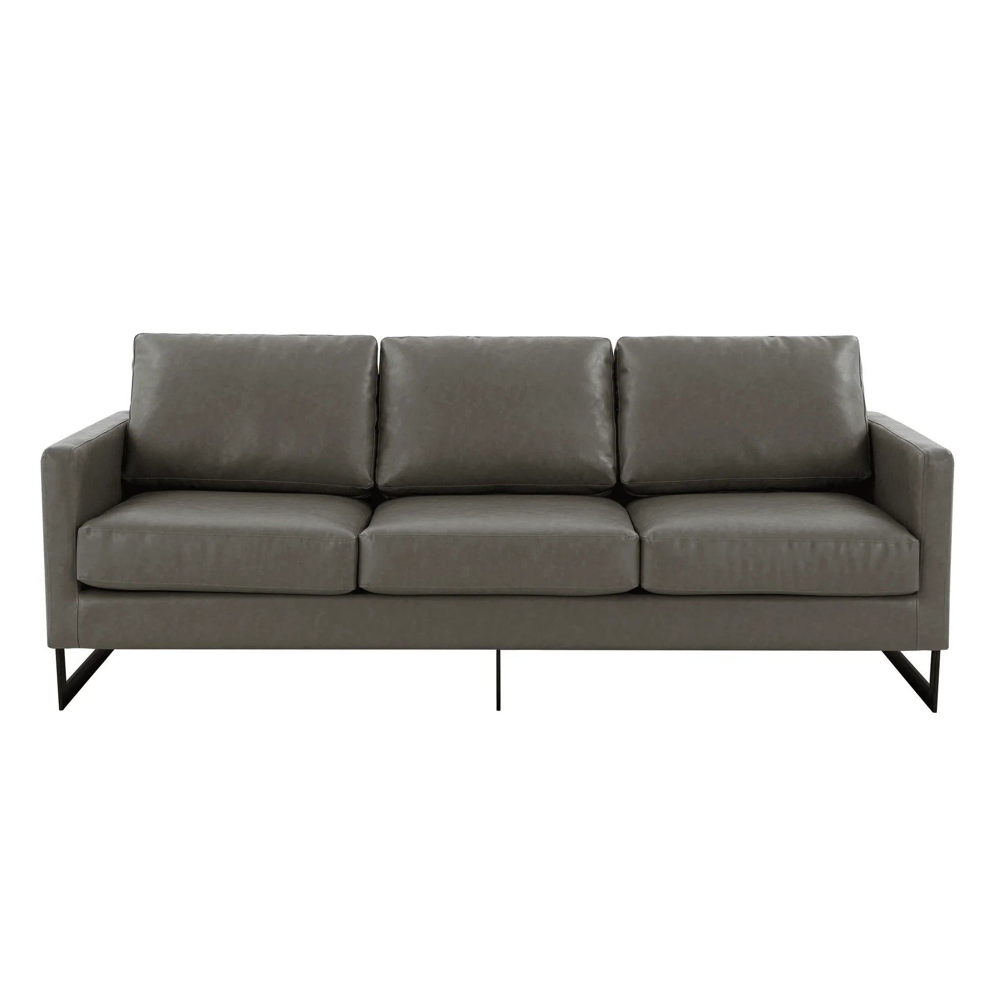 Lincoln 3-Seater Sofa Upholstered in Leather with Black Stainless Steel Frame - Elax Furniture