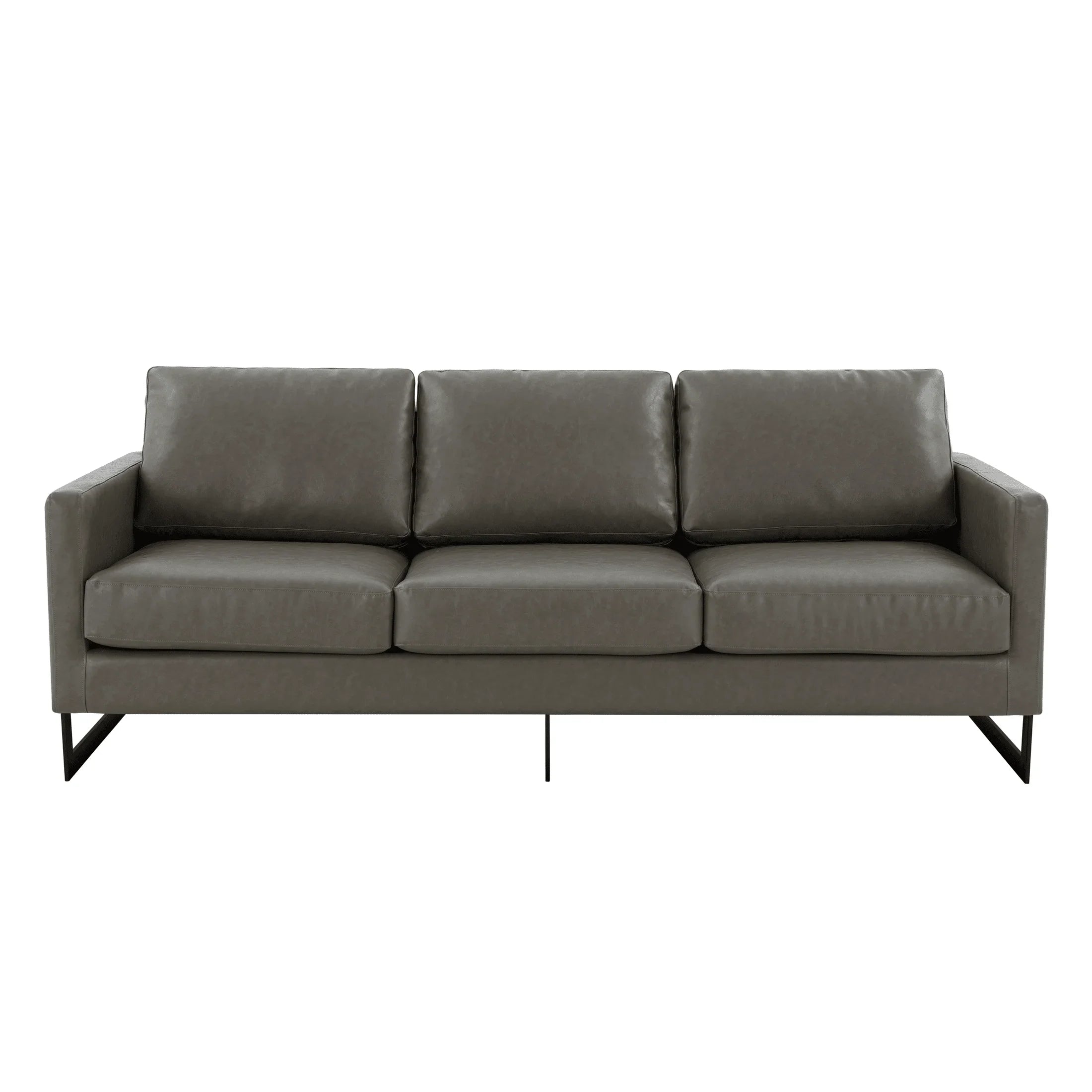 Lincoln 3-Seater Sofa Upholstered in Leather with Black Stainless Steel Frame - Elax Furniture