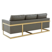 Lincoln 3-Seater Velvet/Leather Full Size Sofa in Stainless Steel - Elax Furniture