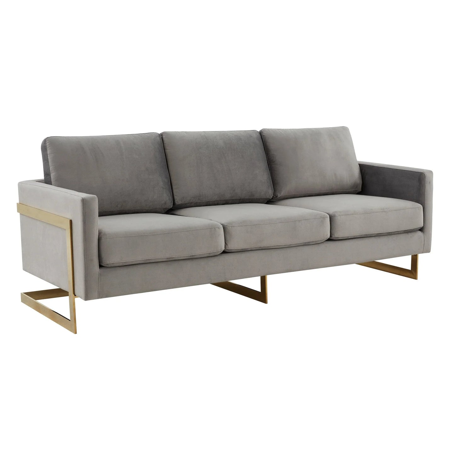 Lincoln 3-Seater Velvet/Leather Full Size Sofa in Stainless Steel - Elax Furniture