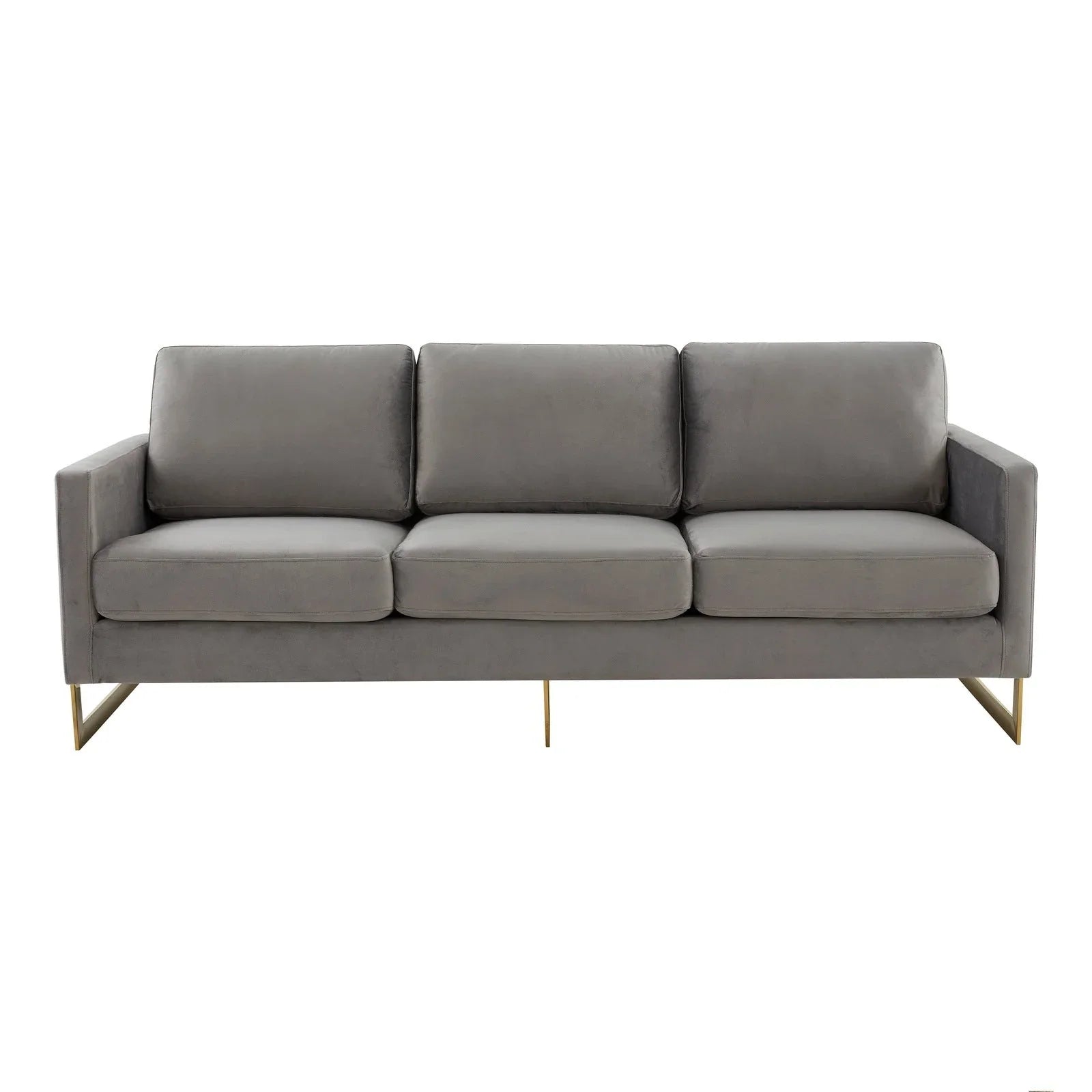 Lincoln 3-Seater Velvet/Leather Full Size Sofa in Stainless Steel - Elax Furniture