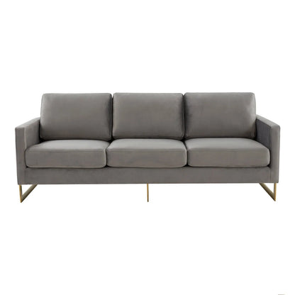 Lincoln 3-Seater Velvet/Leather Full Size Sofa in Stainless Steel - Elax Furniture