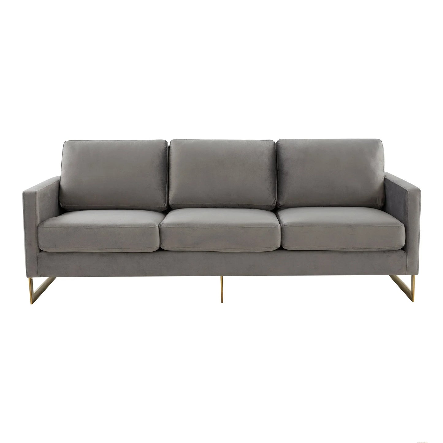 Lincoln 3-Seater Velvet/Leather Full Size Sofa in Stainless Steel - Elax Furniture
