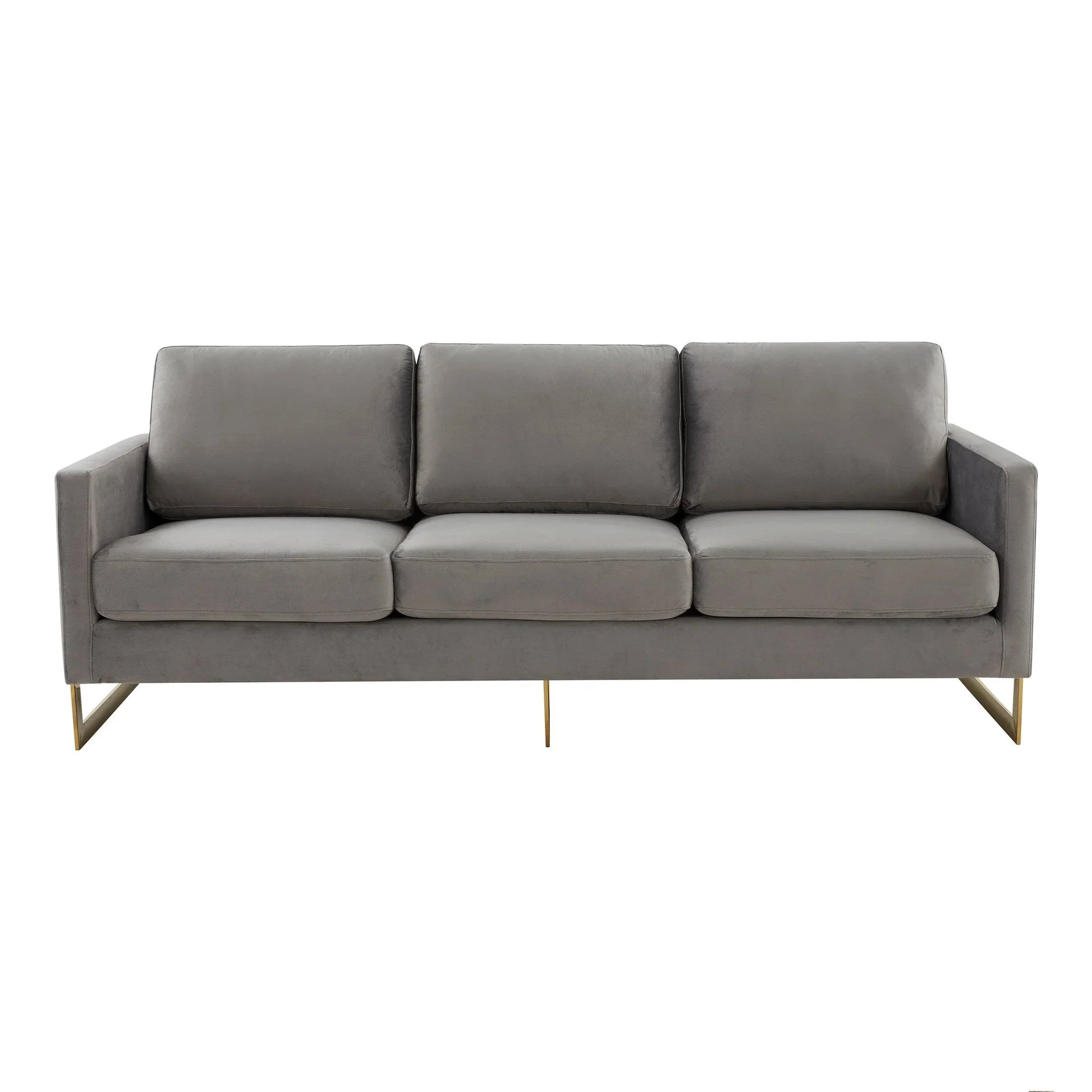 Lincoln 3-Seater Velvet/Leather Full Size Sofa in Stainless Steel - Elax Furniture