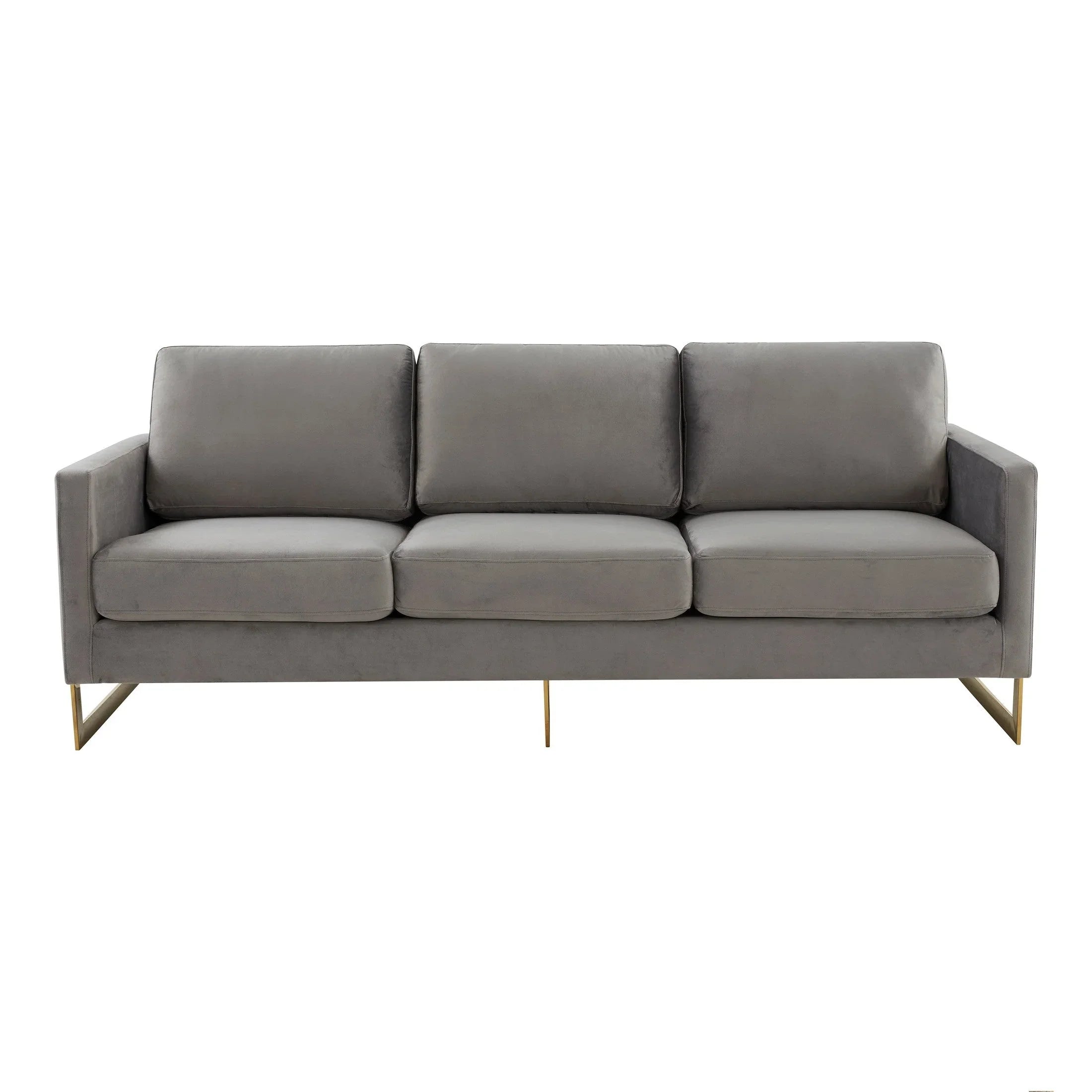 Lincoln 3-Seater Velvet/Leather Full Size Sofa in Stainless Steel - Elax Furniture