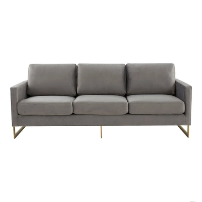 Lincoln 3-Seater Velvet/Leather Full Size Sofa in Stainless Steel - Elax Furniture