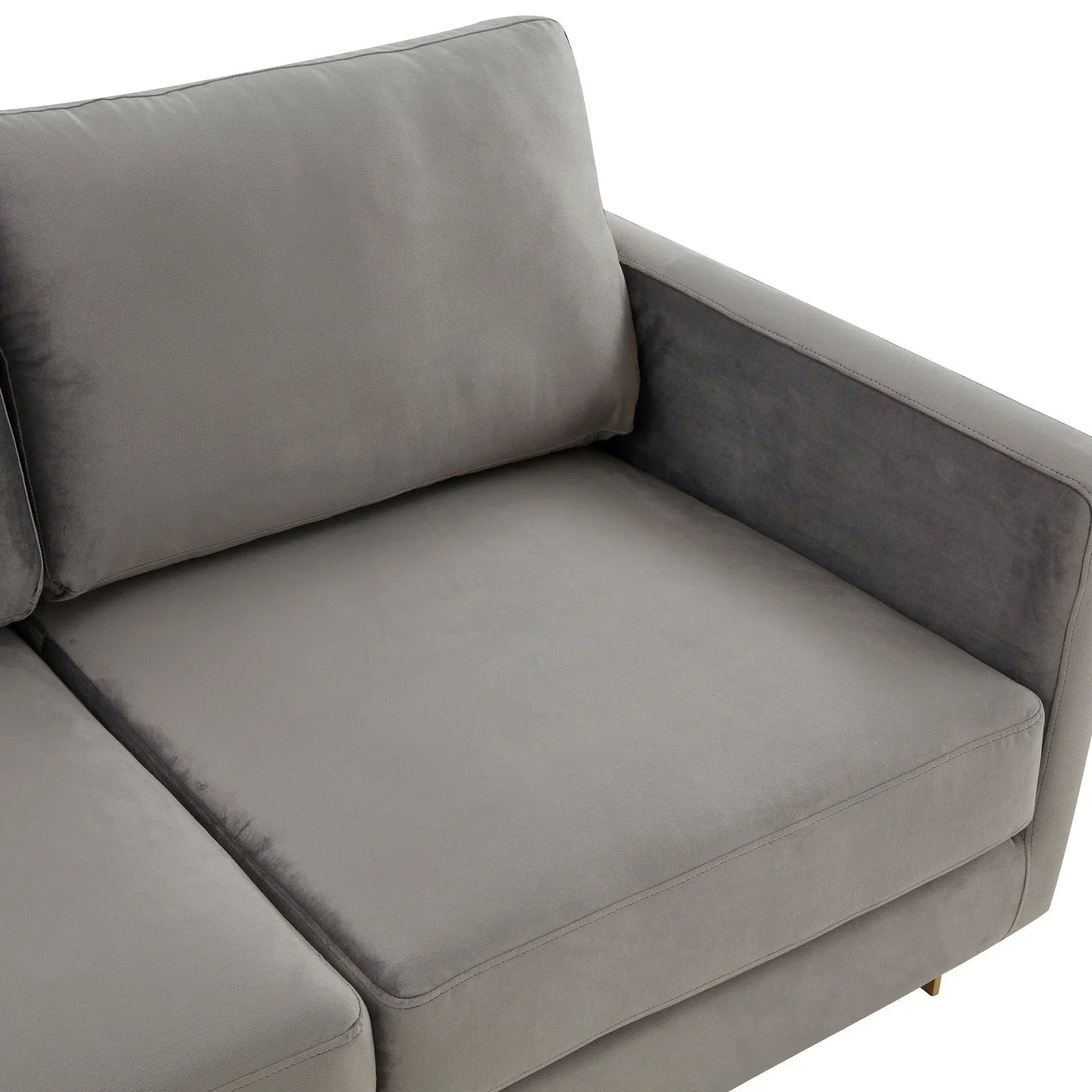 Lincoln 3-Seater Velvet/Leather Full Size Sofa in Stainless Steel - Elax Furniture