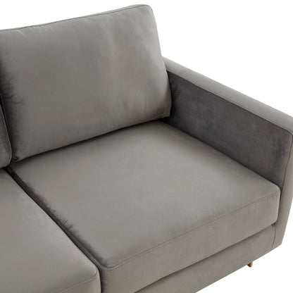 Lincoln 3-Seater Velvet/Leather Full Size Sofa in Stainless Steel - Elax Furniture