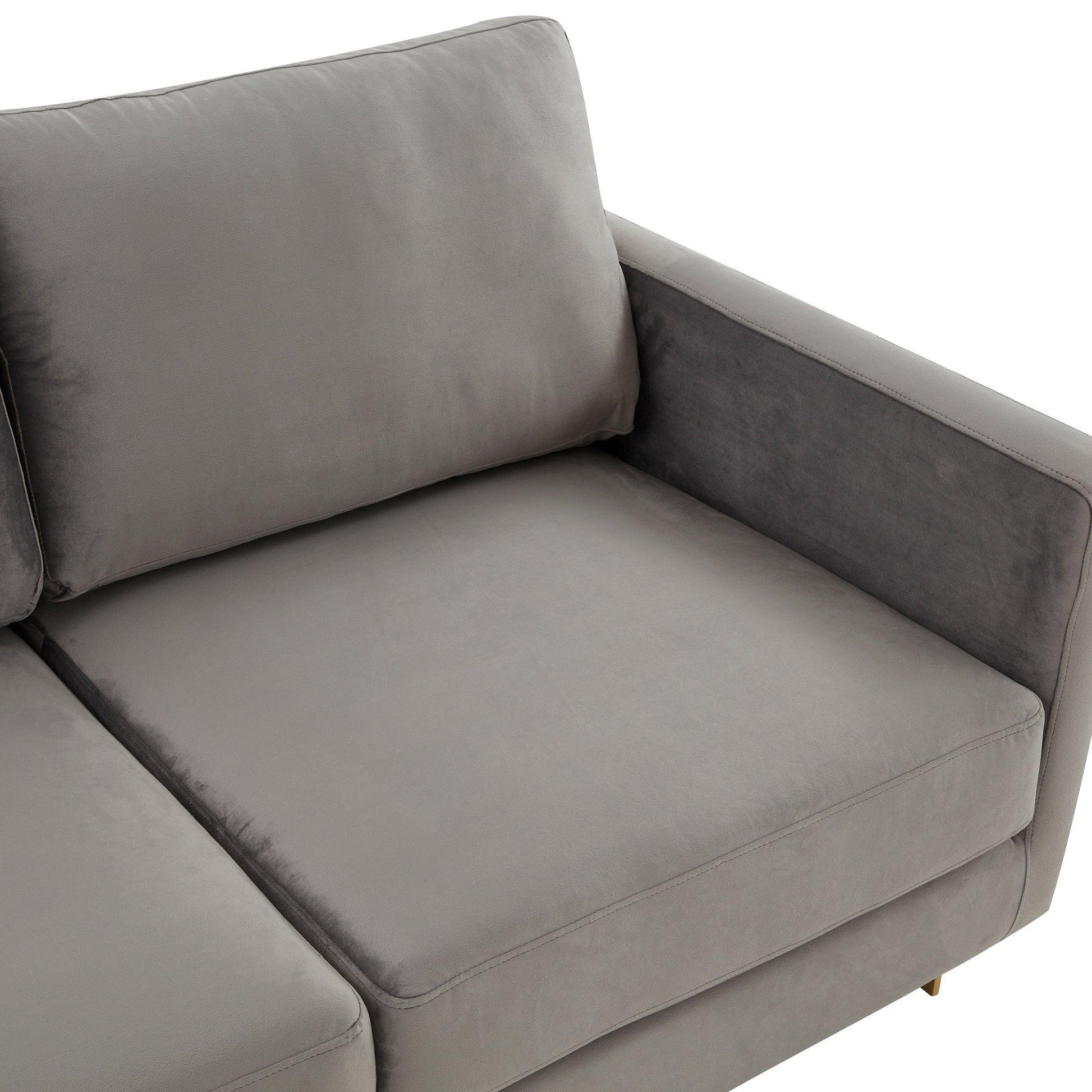 Lincoln 3-Seater Velvet/Leather Full Size Sofa in Stainless Steel - Elax Furniture