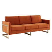 Lincoln 3-Seater Velvet/Leather Full Size Sofa in Stainless Steel - Elax Furniture