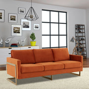 Lincoln 3-Seater Velvet/Leather Full Size Sofa in Stainless Steel - Elax Furniture