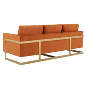 Lincoln 3-Seater Velvet/Leather Full Size Sofa in Stainless Steel - Elax Furniture