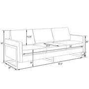 Lincoln 3-Seater Velvet/Leather Full Size Sofa in Stainless Steel - Elax Furniture