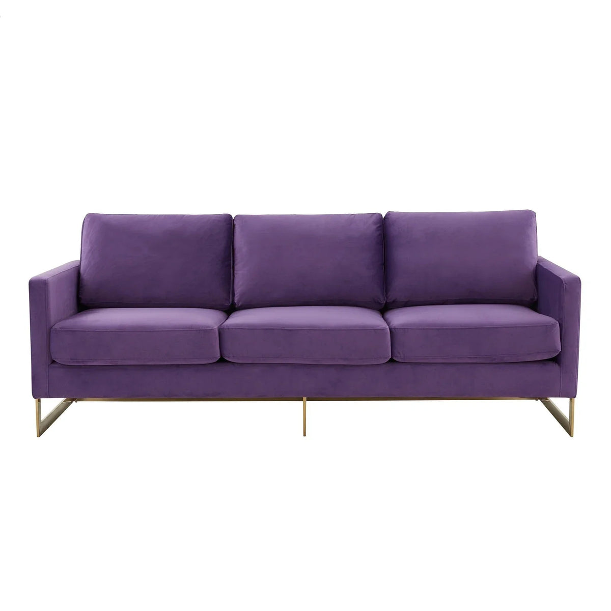 Lincoln 3-Seater Velvet/Leather Full Size Sofa in Stainless Steel - Elax Furniture