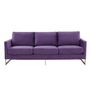 Lincoln 3-Seater Velvet/Leather Full Size Sofa in Stainless Steel - Elax Furniture