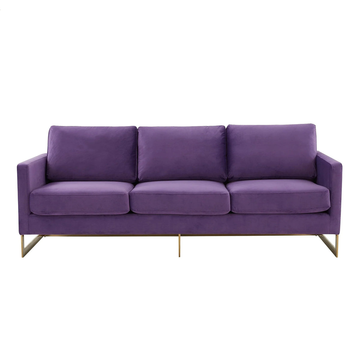 Lincoln 3-Seater Velvet/Leather Full Size Sofa in Stainless Steel - Elax Furniture