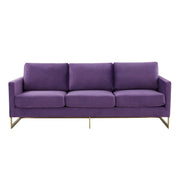 Lincoln 3-Seater Velvet/Leather Full Size Sofa in Stainless Steel - Elax Furniture